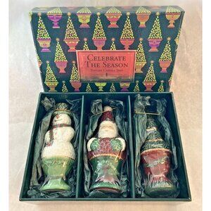 Christmas Topiary Candles Set of 3 Santa Snowman & Christmas Tree 5" NEW SEALED